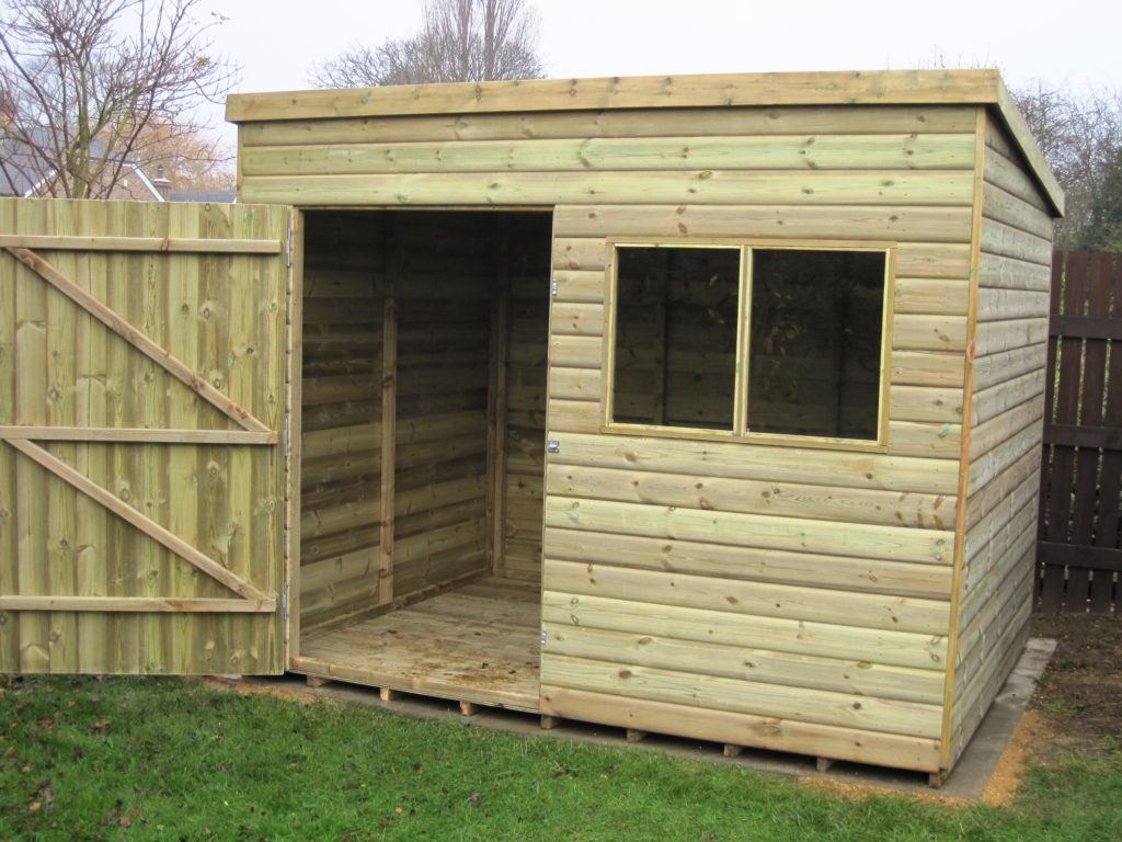 pent shed - log lap platers fencing & garden buildings